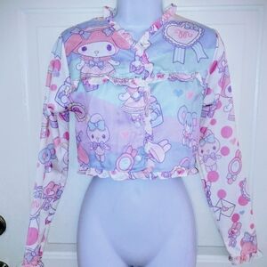 Extremely Rare Macaron Hombeth My Melody Sanrio Ruffle Blouse Near Mint
